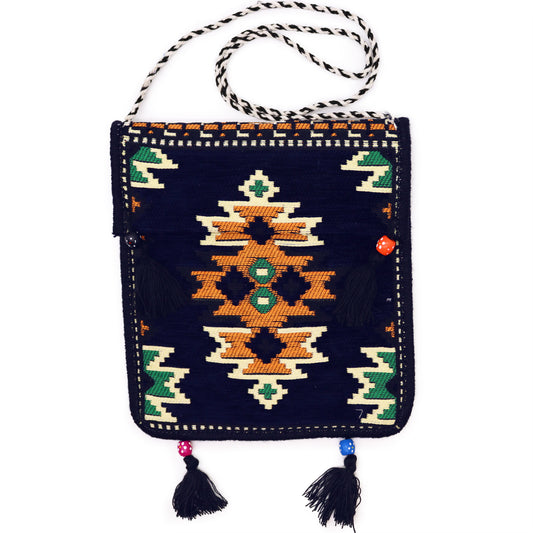 Kilim Bohemian Shoulder Bag - Navy Blue