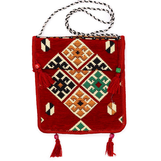 Kilim Bohemian Shoulder Bag - Red