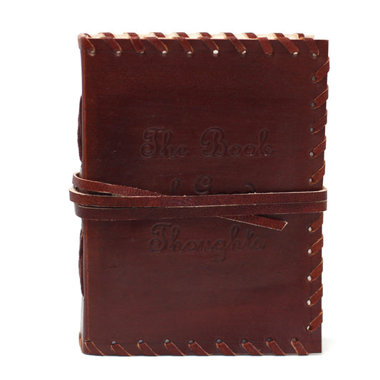 Handmade Leather-Bound Eco-Friendly Journal with Wrap - Small - Brown - Book of Thoughts - main product image from Quintessential Holistic Health Ltd UK