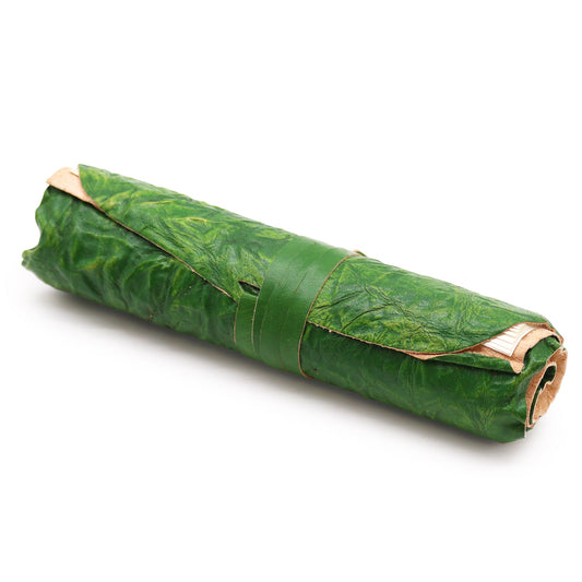 Handmade Eco-Friendly Rolled Leather Travel Notebook with Strap - Green - main product image from Quintessential Holistic Health Ltd UK