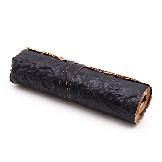 Handmade Eco-Friendly Rolled Leather Travel Notebook with Strap - Black - main product image from Quintessential Holistic Health Ltd UK