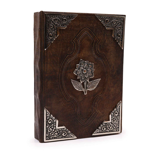 Handmade Leather-Bound Eco-Friendly Deckle Edged Journal - Extra Large - Brown and Zinc Rose - main product image from Quintessential Holistic Health Ltd UK