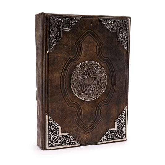 Handmade Leather-Bound Eco-Friendly Deckle Edged Notebook - Extra Large - Brown - Zinc Pentagon - main product image from Quintessential Holistic Health Ltd UK