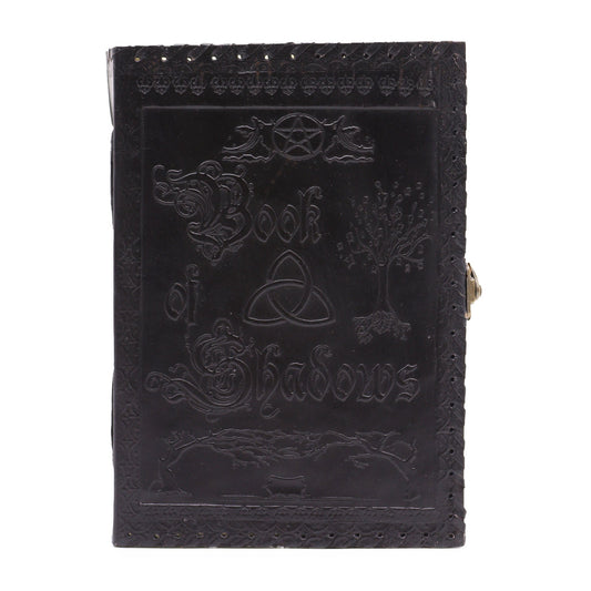 Handmade Leather-Bound Eco-Friendly Notebook with Metal Clasp - Extra Large - Black - Book of Shadows - main product image from Quintessential Holistic Health Ltd UK