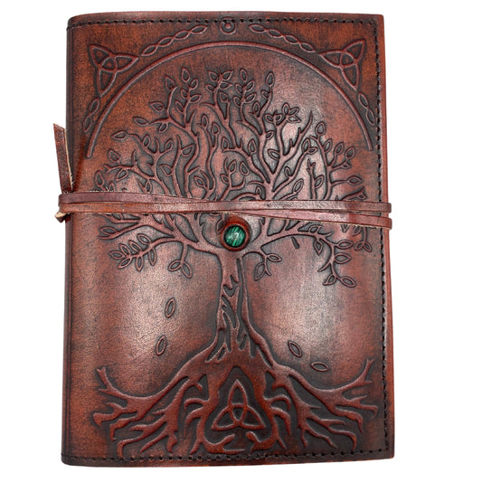 Handmade Leather-Bound Eco-Friendly Notebook with Wrap - Medium - Brown - Tree of Life - main product image from Quintessential Holistic Health Ltd UK