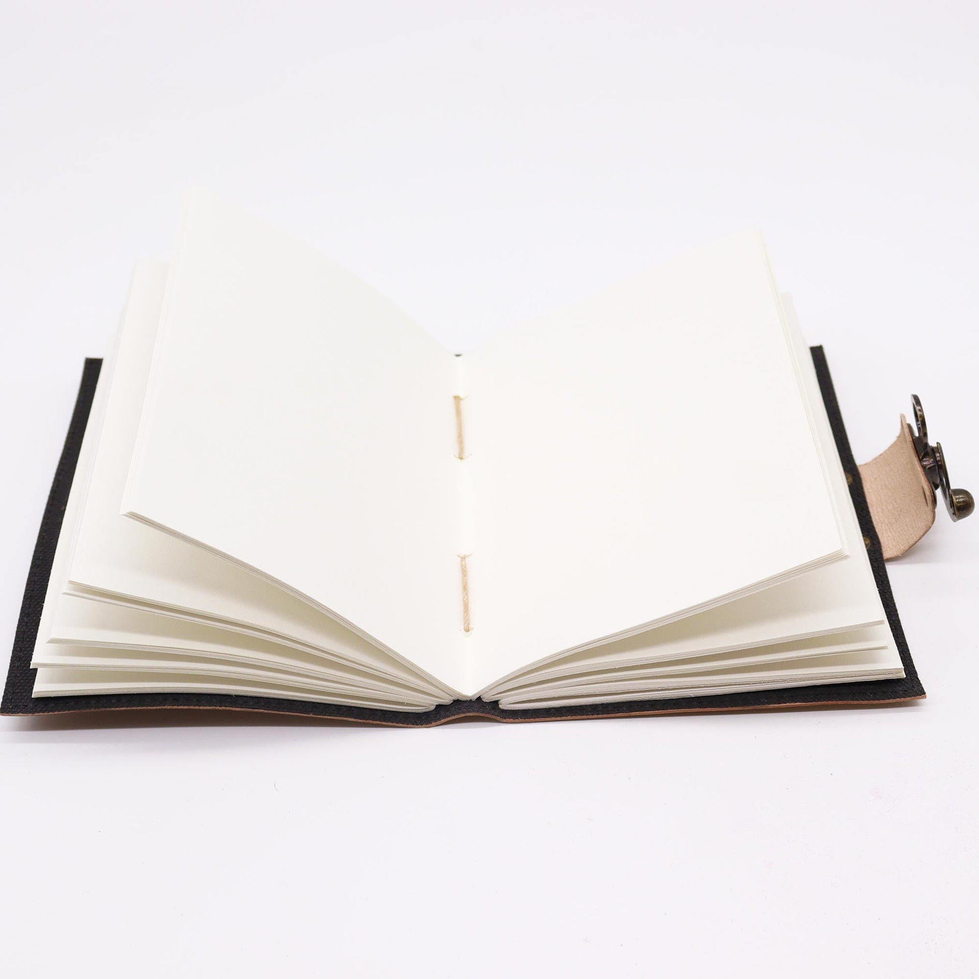 Handmade Leather-Bound Eco-Friendly Journal with Metal Clasp - Medium / Tan / Work and Dream Big product packaging on clean background from Quintessential Holistic Health Ltd