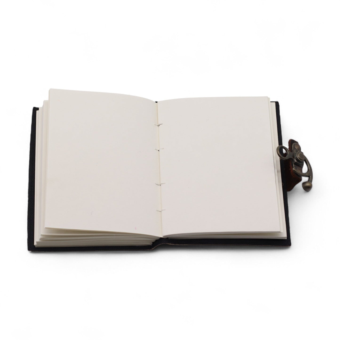 Handmade Leather-Bound Eco-Friendly Journal with Metal Clasp – Medium / Dark Brown / Stop Doom Scrolling product packaging on clean background from Quintessential Holistic Health Ltd