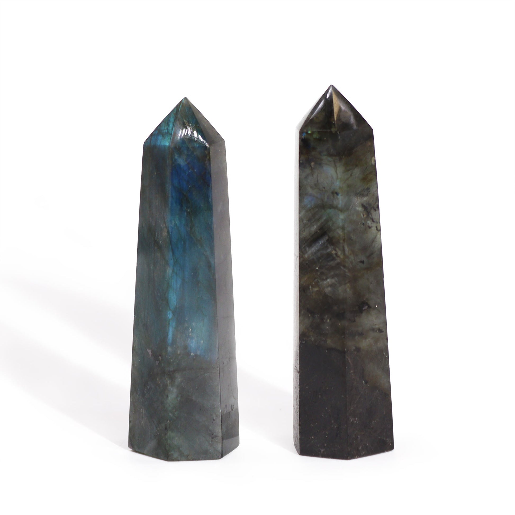 Natural Labradorite Point product packaging on clean background from Quintessential Holistic Health Ltd