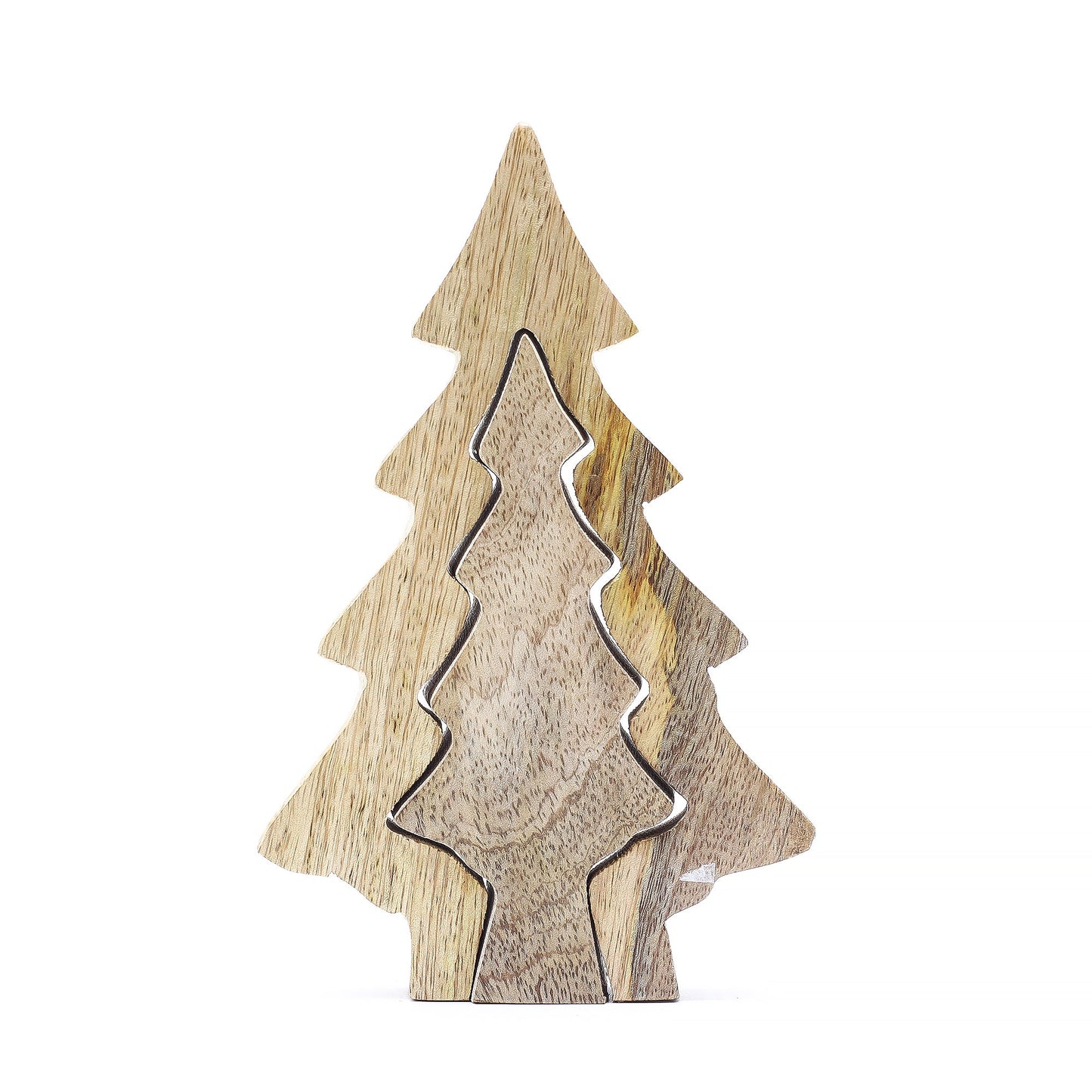 Handcrafted Enamel Wooden 3D Tree Decoration - Single Christmas Tree product packaging on clean background from Quintessential Holistic Health Ltd