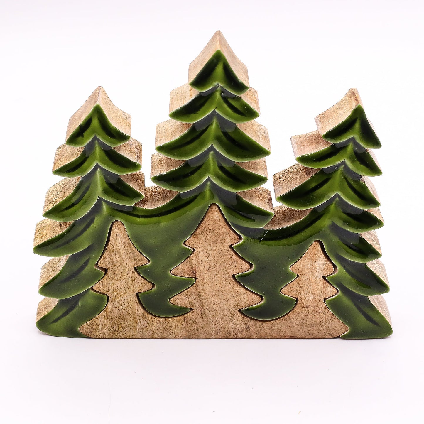 Handcrafted Enamel Wooden 3D Tree Decoration - Three Trees product packaging on clean background from Quintessential Holistic Health Ltd