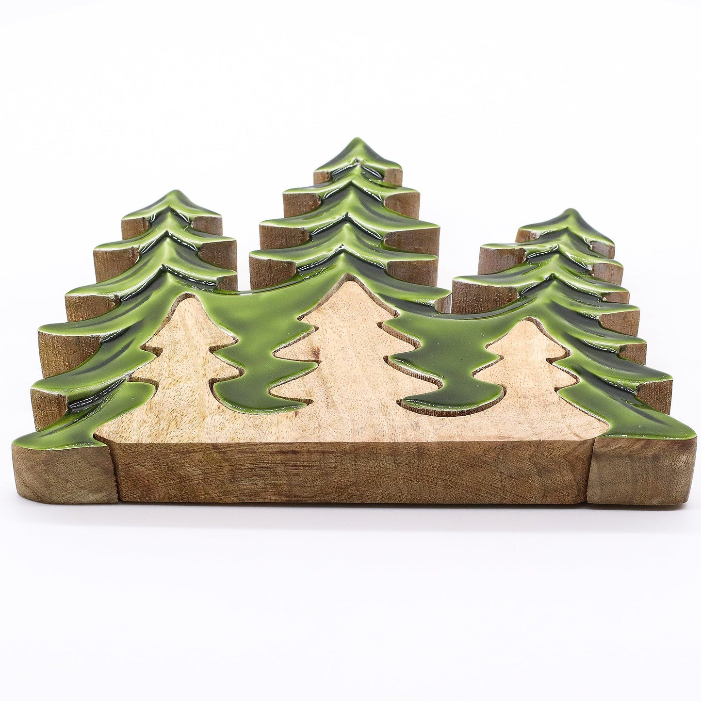 Handcrafted Enamel Wooden 3D Tree Decoration - Three Trees product packaging on clean background from Quintessential Holistic Health Ltd