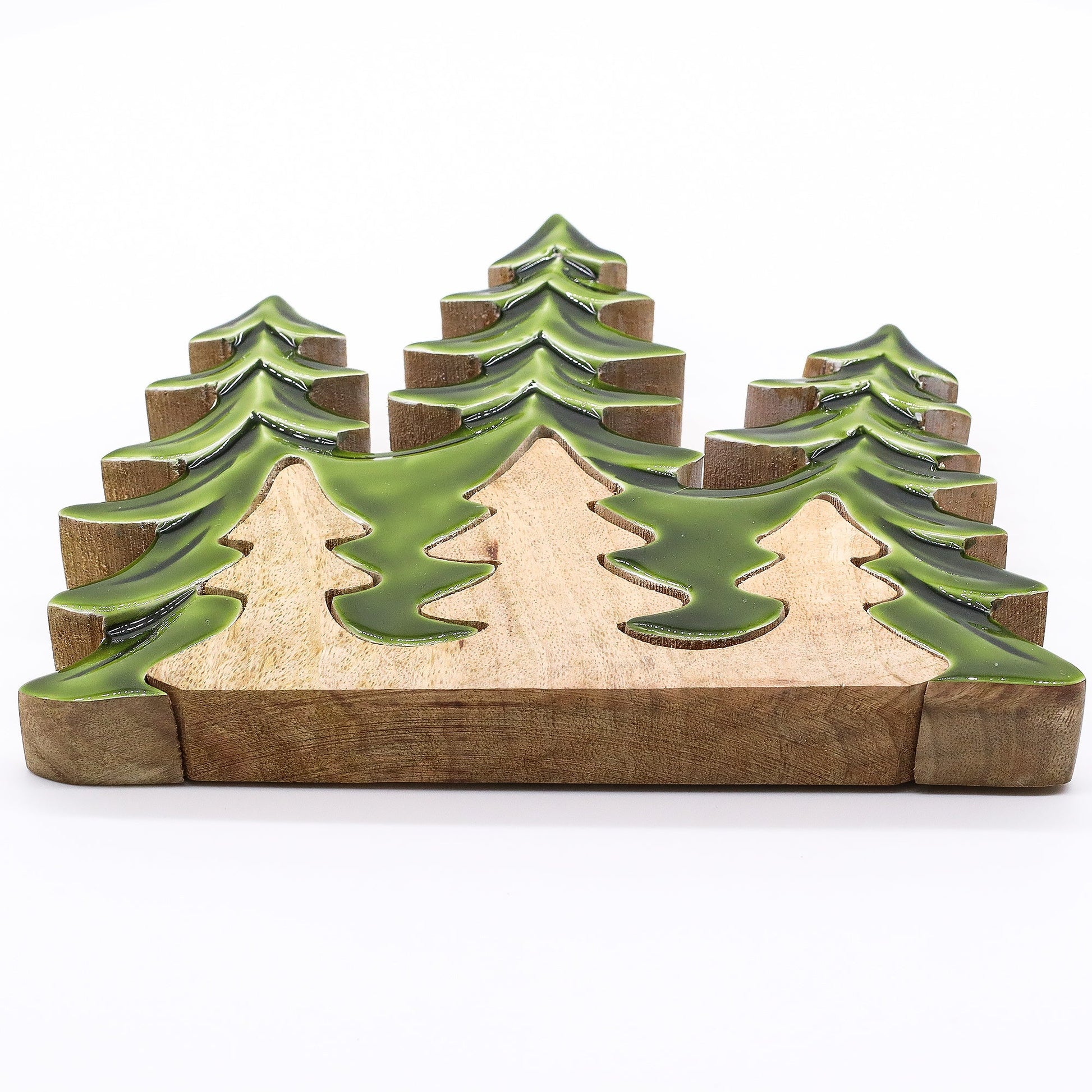 Handcrafted Enamel Wooden 3D Tree Decoration - Three Trees product packaging on clean background from Quintessential Holistic Health Ltd