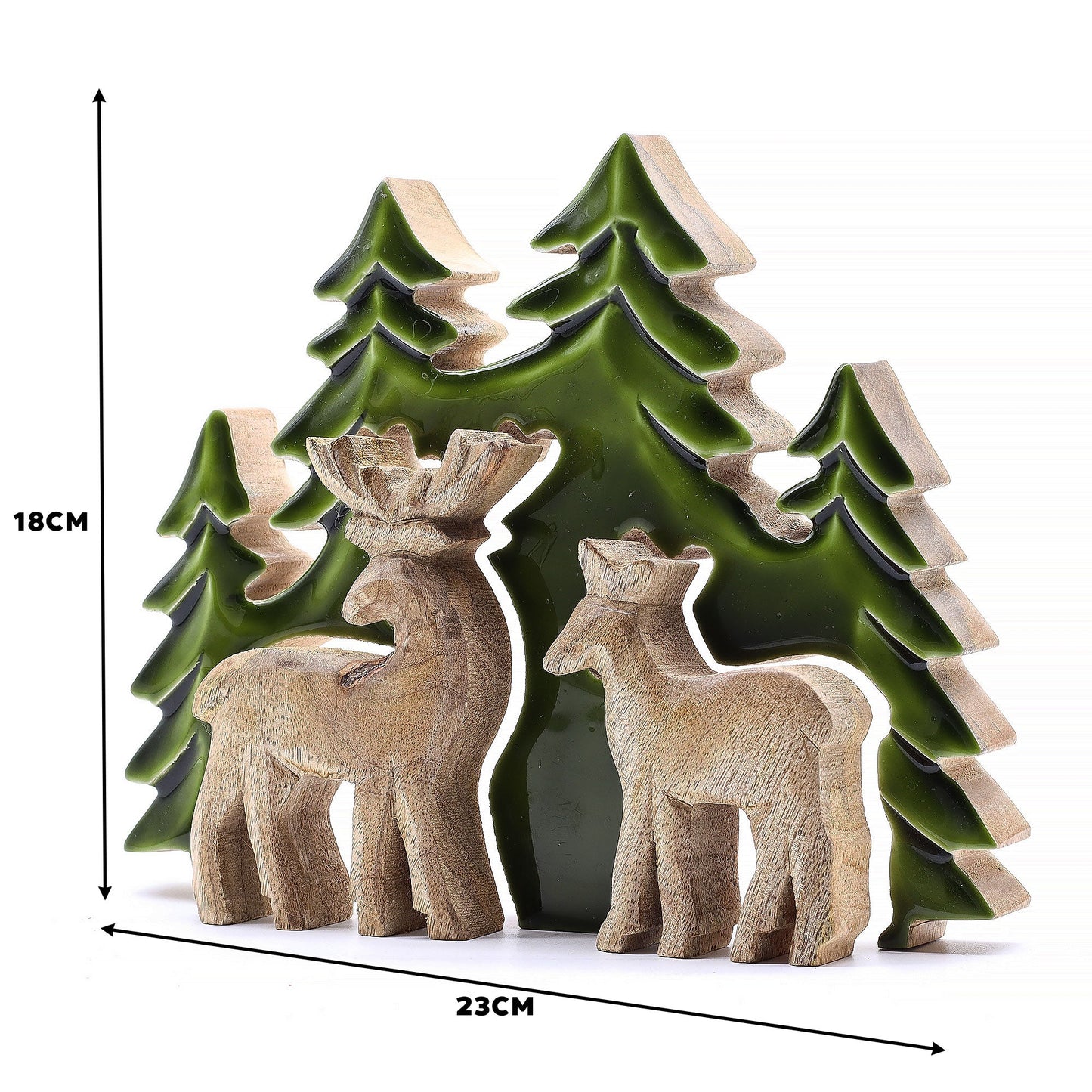 Handcrafted Enamel Wooden 3D Tree Decoration - 2 Deers in the Forest product packaging on clean background from Quintessential Holistic Health Ltd