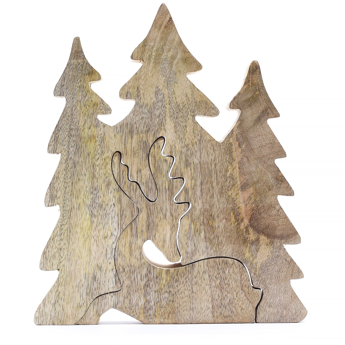 Handcrafted Enamel Wooden 3D Tree Decoration - Resting Deer in the Forest product packaging on clean background from Quintessential Holistic Health Ltd
