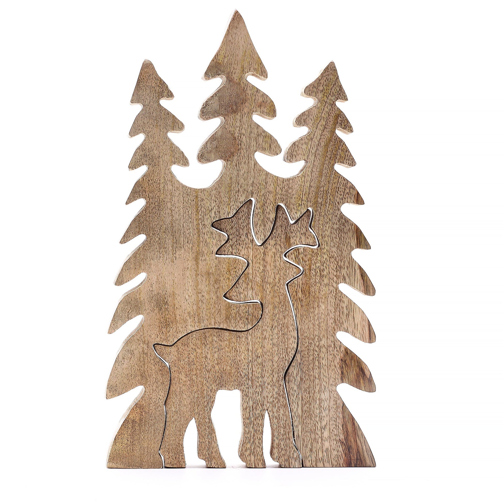 Handcrafted Enamel Wooden 3D Tree Decoration - Deer in the Forest product packaging on clean background from Quintessential Holistic Health Ltd