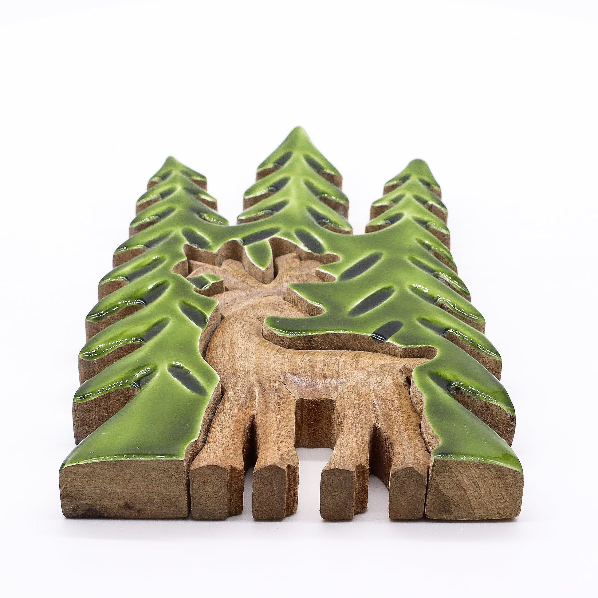Handcrafted Enamel Wooden 3D Tree Decoration - Deer in the Forest product packaging on clean background from Quintessential Holistic Health Ltd