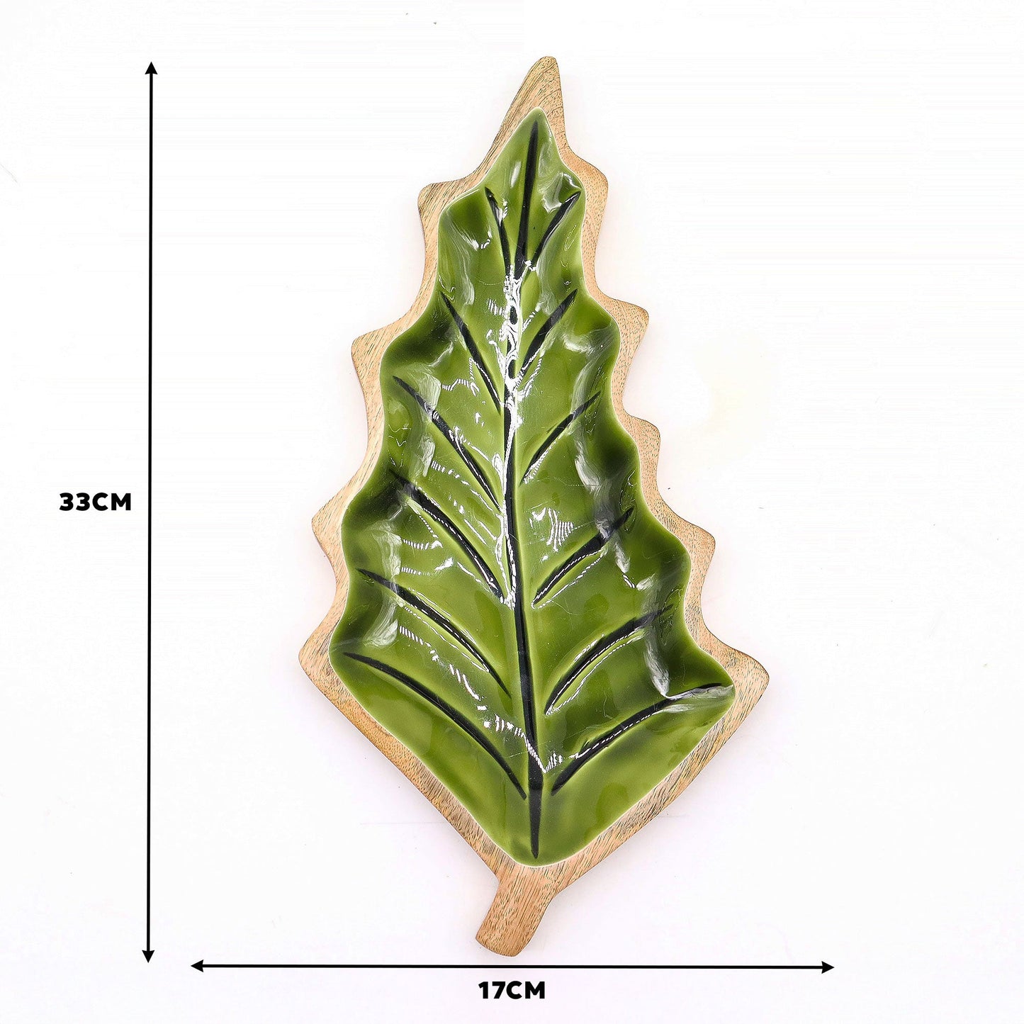 Handcrafted Enamel Wooden Bowl - Leaf product packaging on clean background from Quintessential Holistic Health Ltd
