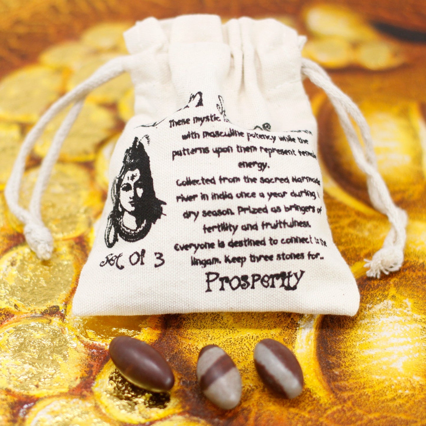 3 x Shiva Lingam Egg Shaped Stones - Extra Small product packaging on clean background from Quintessential Holistic Health Ltd