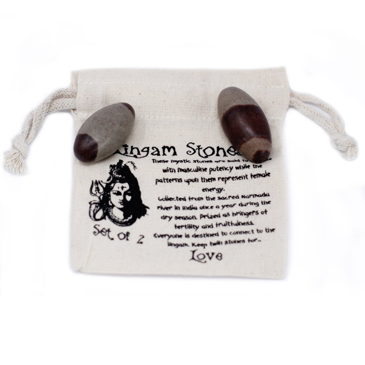 2 x Shiva Lingam Egg Shaped Stones- 2 Stones - Small product packaging on clean background from Quintessential Holistic Health Ltd