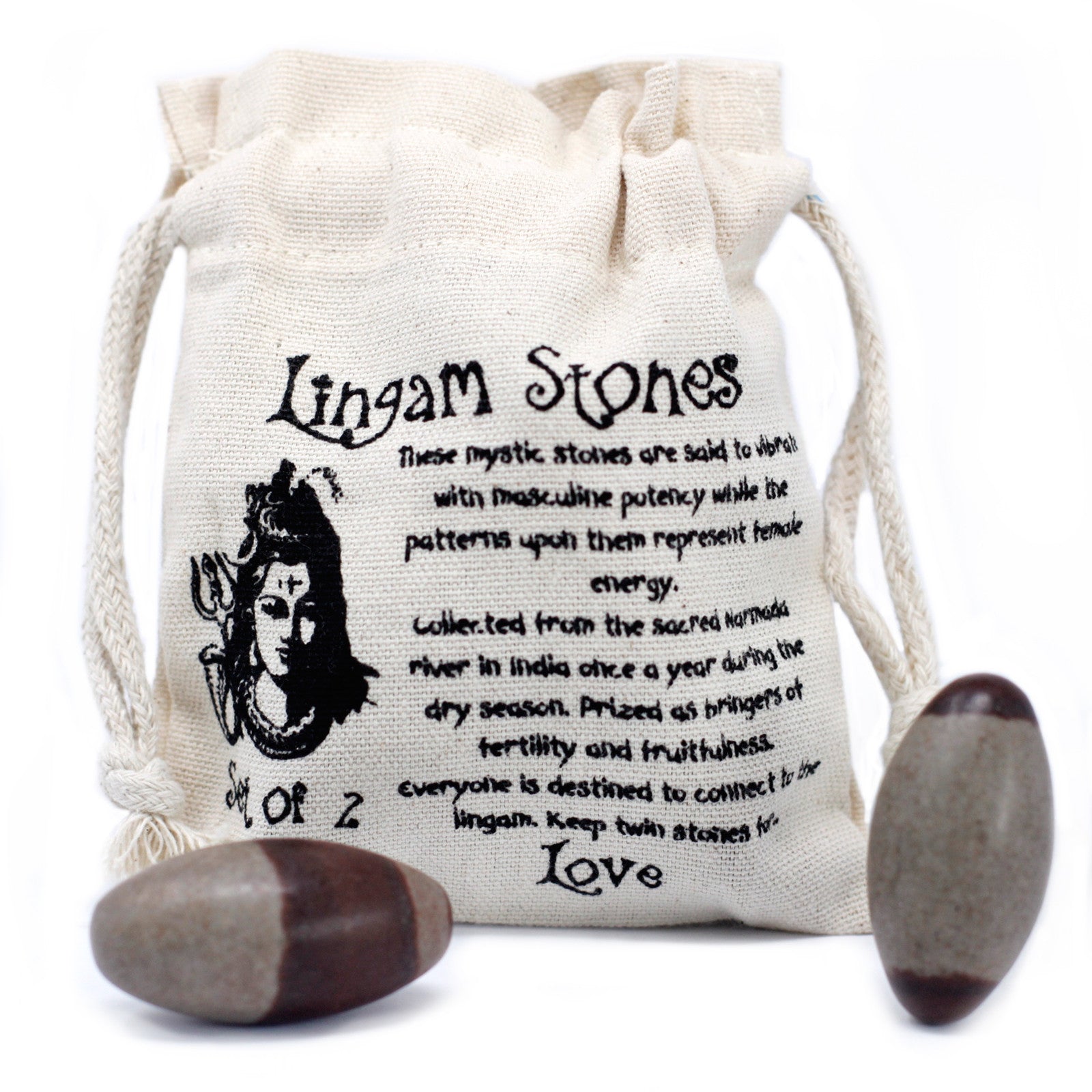 2 x Shiva Lingam Egg Shaped Stones- 2 Stones - Small product packaging on clean background from Quintessential Holistic Health Ltd