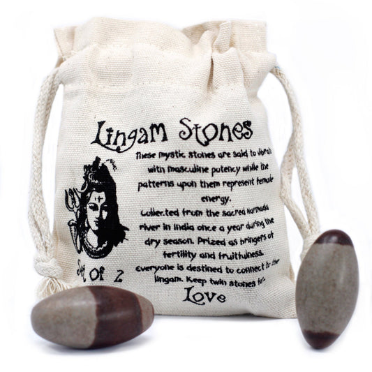 2 x Shiva Lingam Egg Shaped Stones- 2 Stones - Small product packaging on clean background from Quintessential Holistic Health Ltd