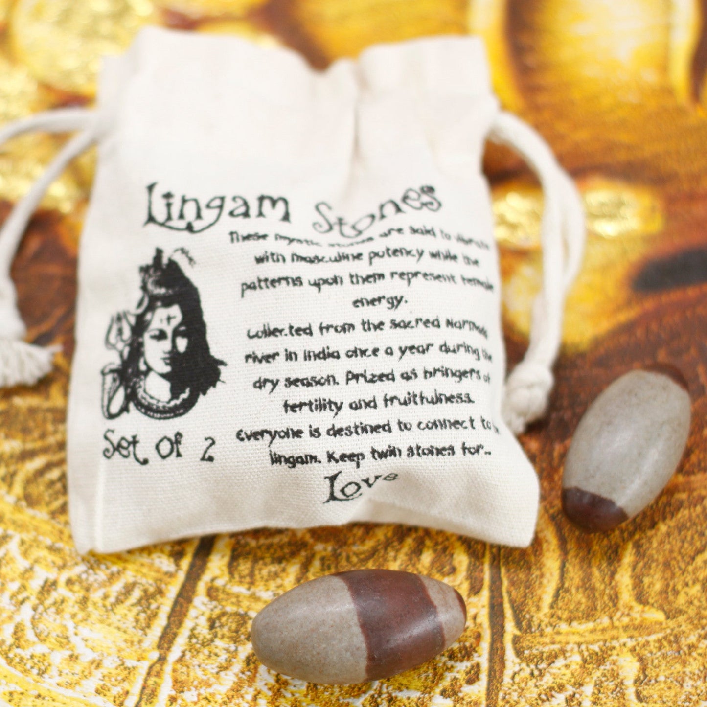 2 x Shiva Lingam Egg Shaped Stones- 2 Stones - Small product packaging on clean background from Quintessential Holistic Health Ltd