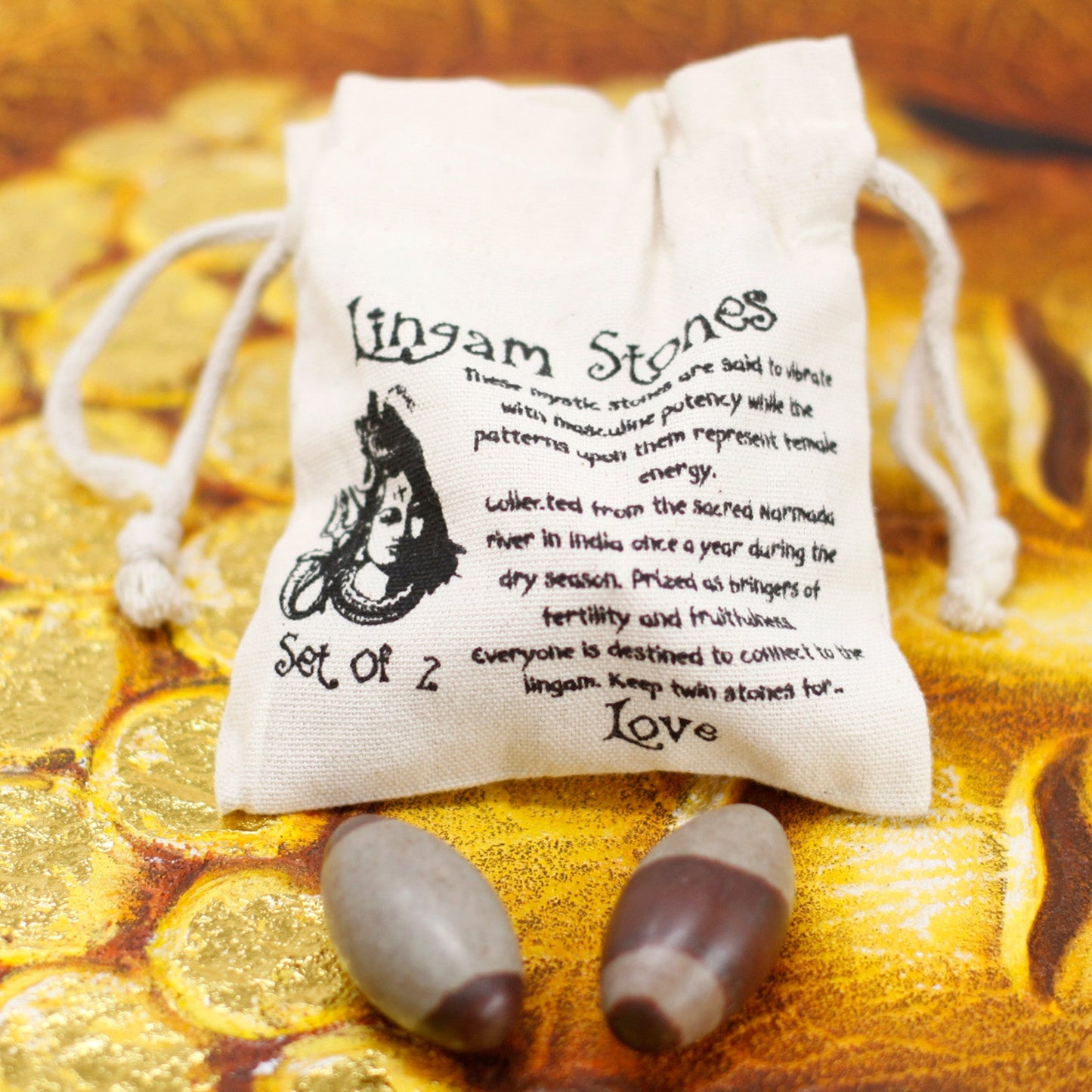 2 x Shiva Lingam Egg Shaped Stones- 2 Stones - Small product packaging on clean background from Quintessential Holistic Health Ltd