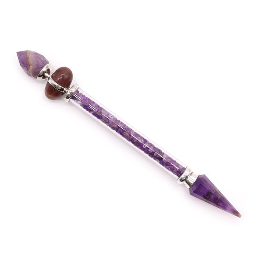 Shiva Lingam Magic Healing Wand - Amethyst Gemstones / Success product packaging on clean background from Quintessential Holistic Health Ltd