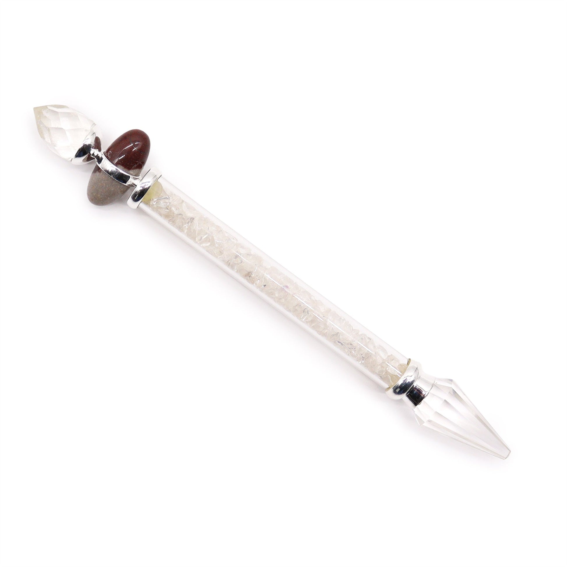 Shiva Lingam Magic Healing Wand - Rock Quartz Gemstones / Wisdom product packaging on clean background from Quintessential Holistic Health Ltd