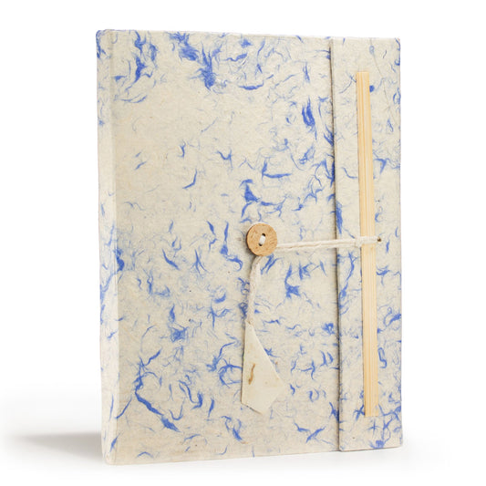 Eco-Friendly Lokta Paper Notebook with Bookmark - A5 - Mixed Blue Cotton - main product image from Quintessential Holistic Health Ltd UK