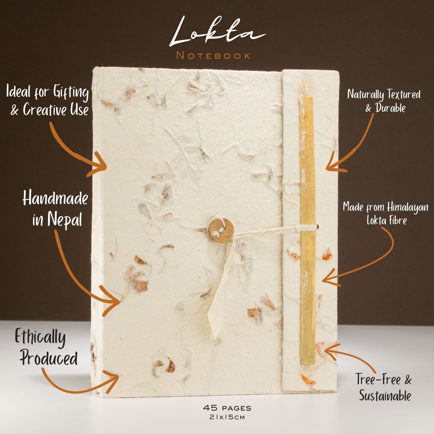 A5 Eco-Friendly Lokta Paper Notebook inc Bookmark - Mixed Flowers product packaging on clean background from Quintessential Holistic Health Ltd
