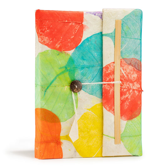 Eco-Friendly Lokta Paper Notebook - A5 - Colourful Leaves - main product image from Quintessential Holistic Health Ltd UK