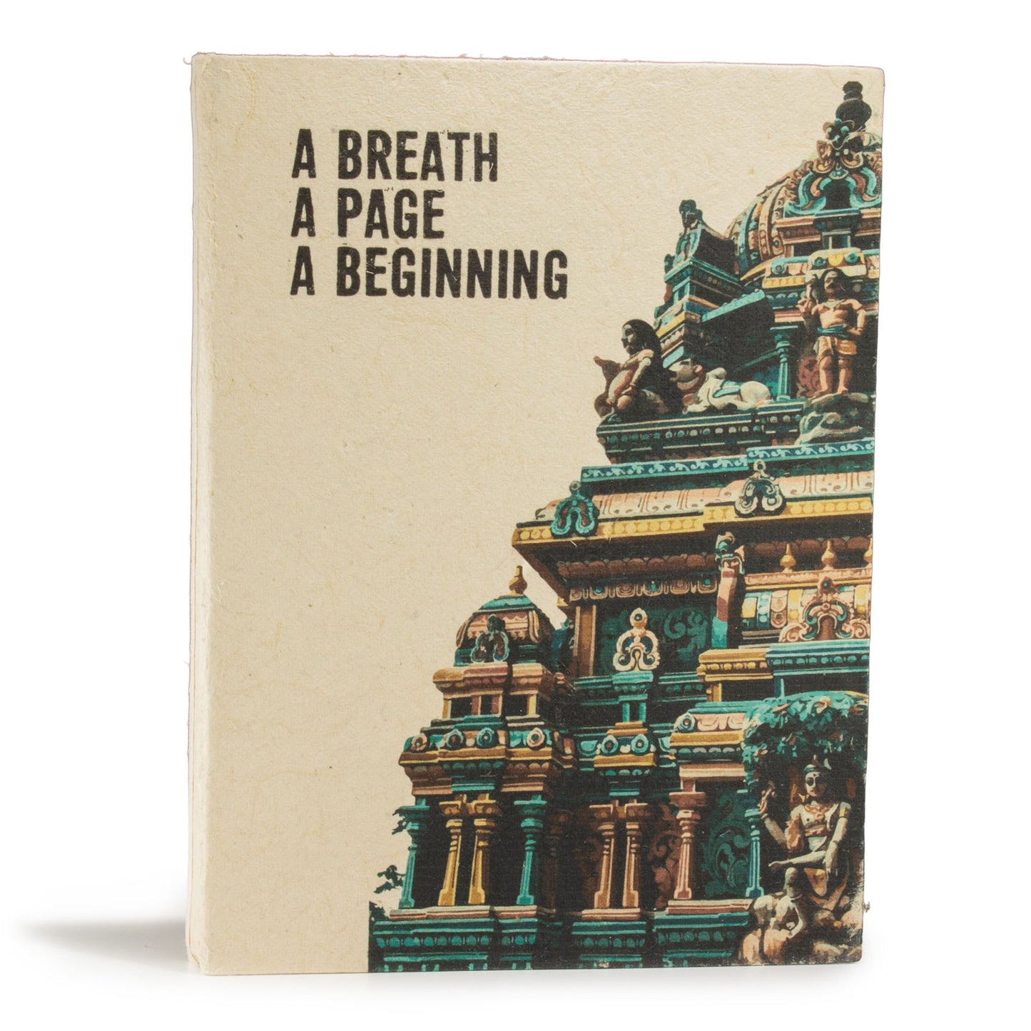 A5 Eco-Friendly Lokta Paper Journal inc Bookmark - A Breath / A Page / A Beginning product packaging on clean background from Quintessential Holistic Health Ltd