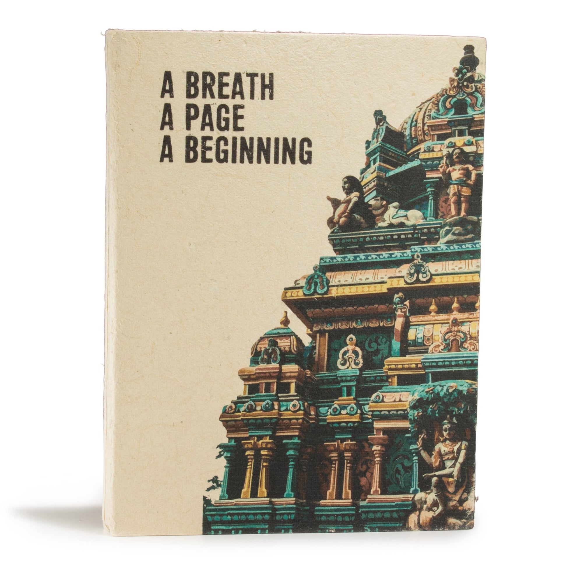 A5 Eco-Friendly Lokta Paper Journal inc Bookmark - A Breath / A Page / A Beginning product packaging on clean background from Quintessential Holistic Health Ltd