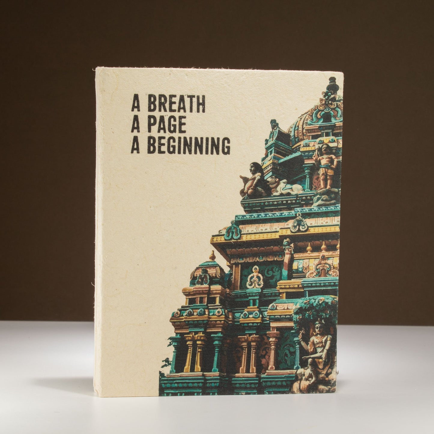 A5 Eco-Friendly Lokta Paper Journal inc Bookmark - A Breath / A Page / A Beginning product packaging on clean background from Quintessential Holistic Health Ltd