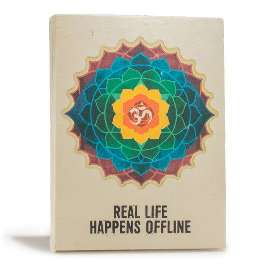 Eco-Friendly Lokta Paper Journal with Bookmark - A5 - Real Life Happens Offline - main product image from Quintessential Holistic Health Ltd UK