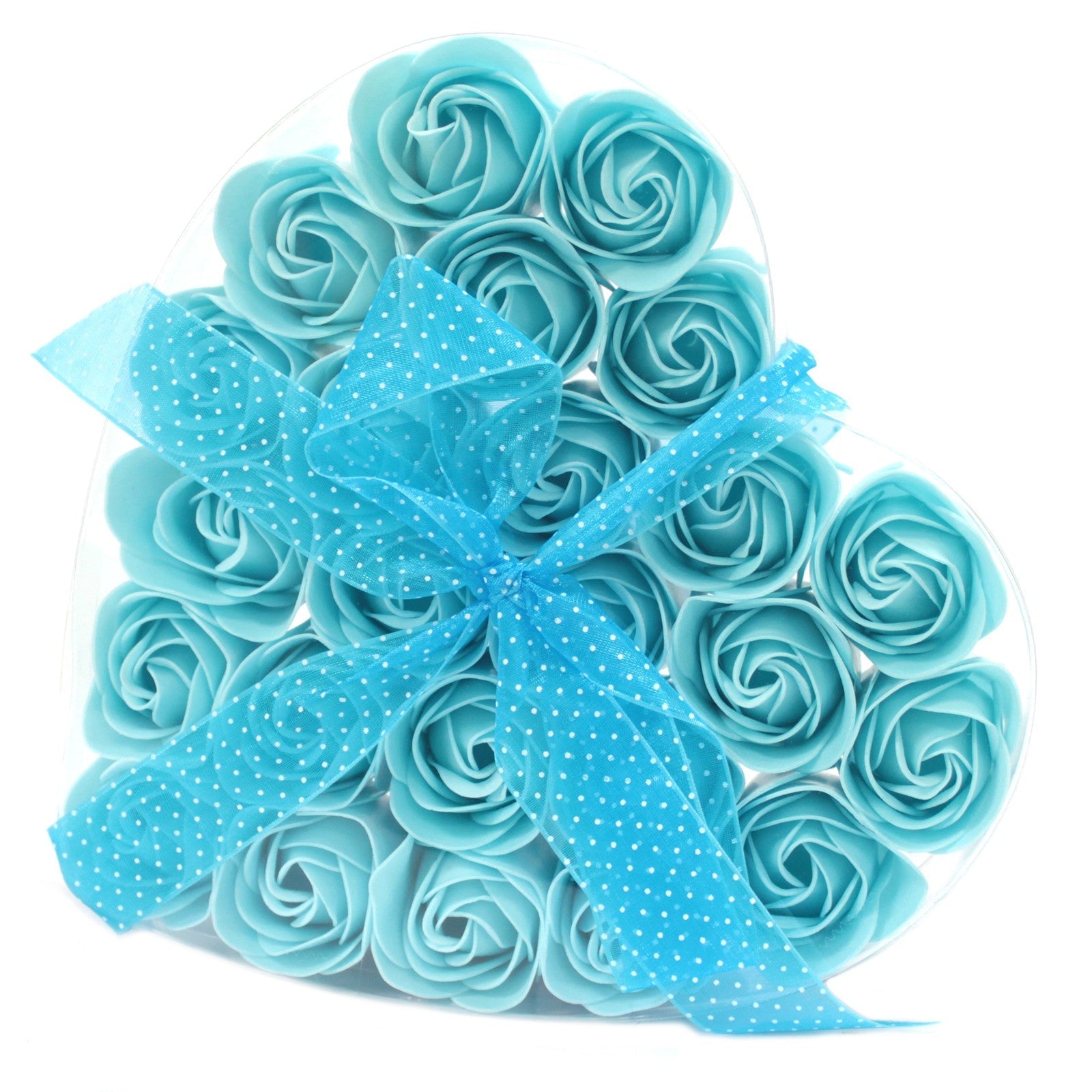24 Luxury Soap Flowers - Heart / Blue product packaging on clean background from Quintessential Holistic Health Ltd
