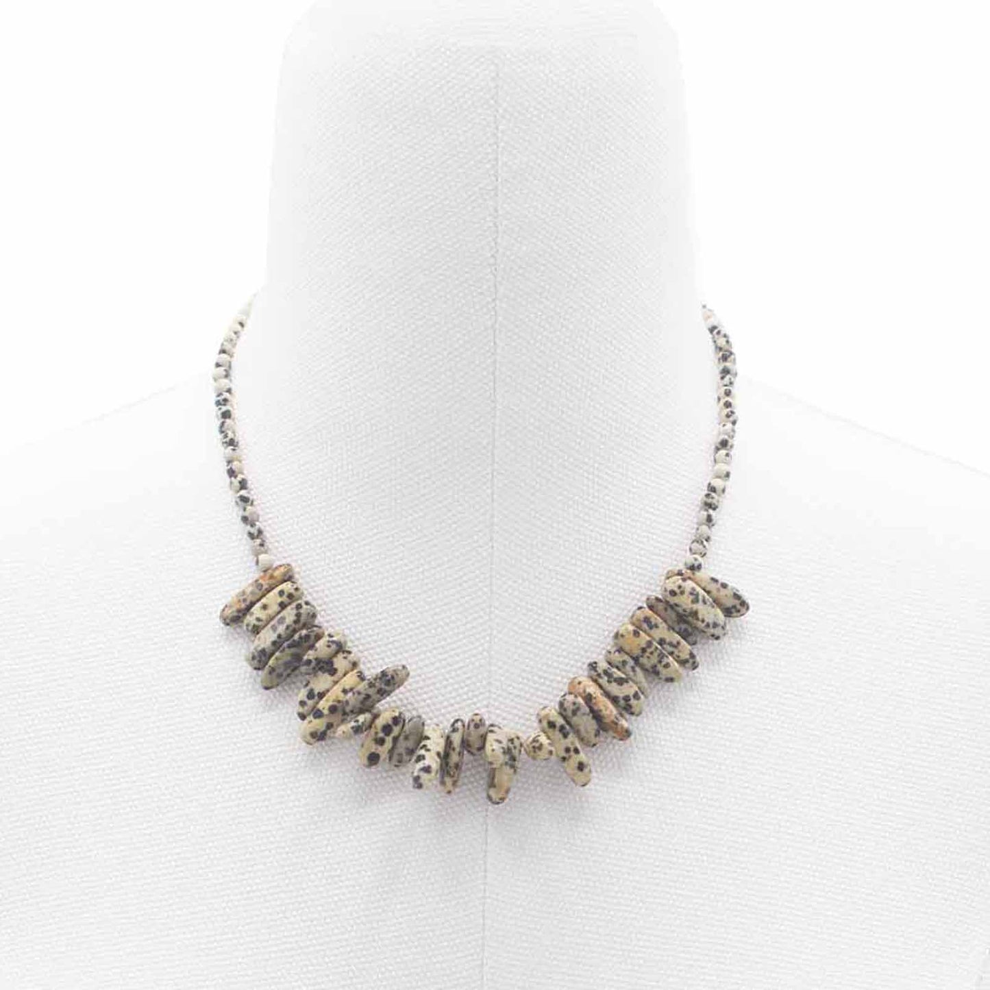 Longstone Gem Necklace - Dalmatian Stone product packaging on clean background from Quintessential Holistic Health Ltd