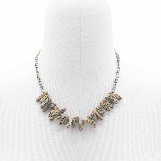 Longstone Gem Necklace - Dalmatian Stone product packaging on clean background from Quintessential Holistic Health Ltd