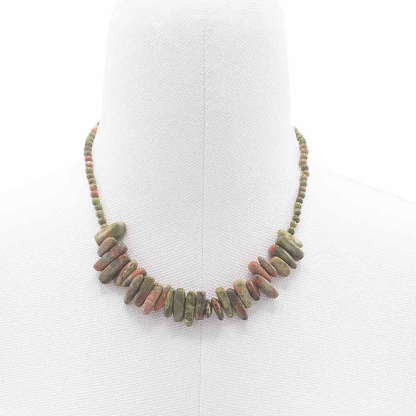 Longstone Gem Necklace - Unakite product packaging on clean background from Quintessential Holistic Health Ltd