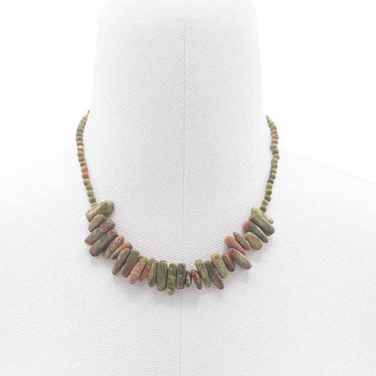 Longstone Gem Necklace - Unakite product packaging on clean background from Quintessential Holistic Health Ltd
