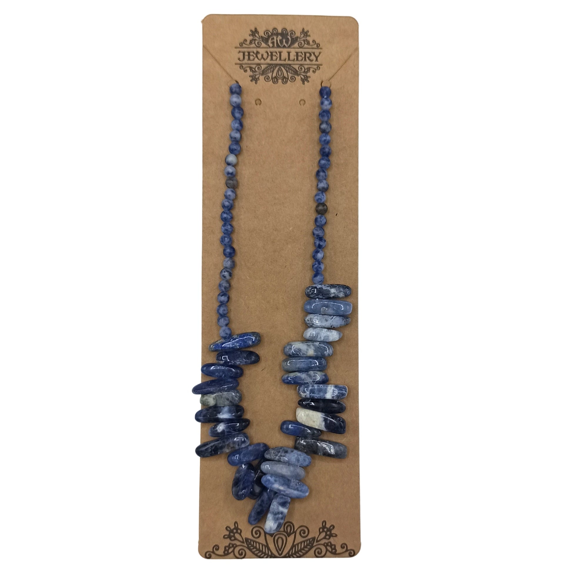 Longstone Gem Necklace - Sodalite product packaging on clean background from Quintessential Holistic Health Ltd