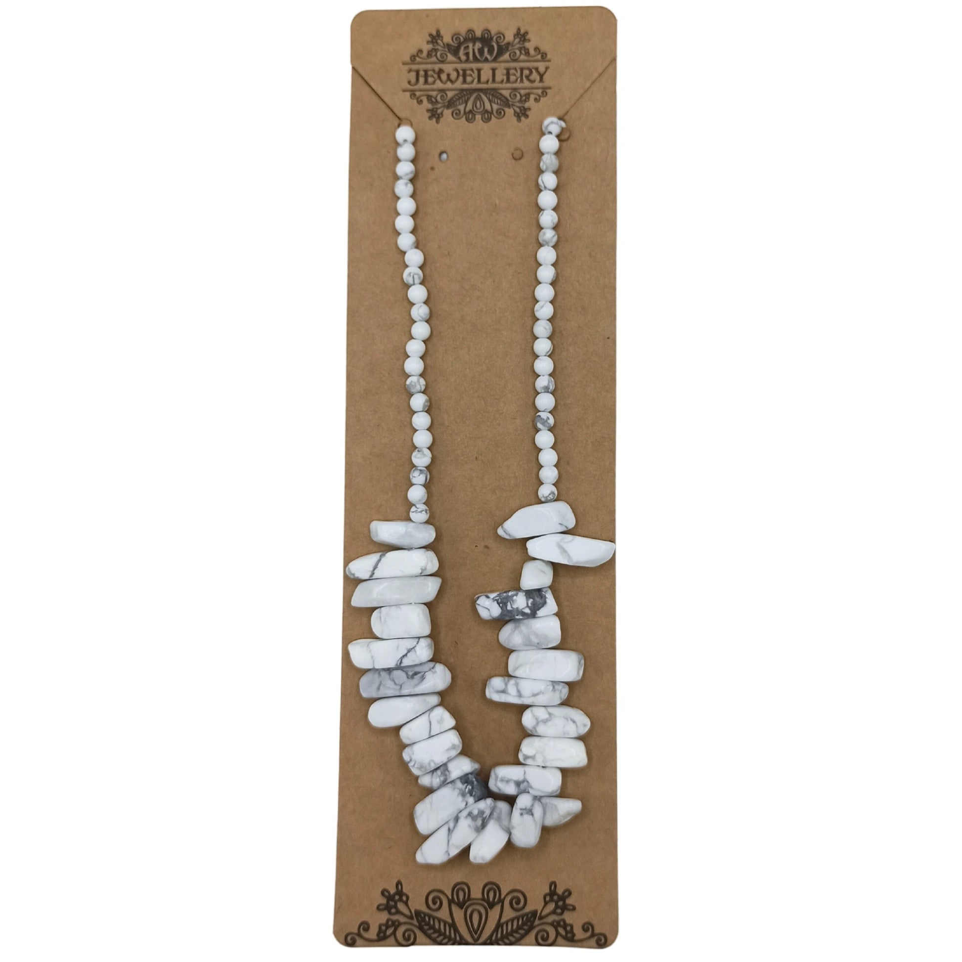 Longstone Gem Necklace - White Jasper product packaging on clean background from Quintessential Holistic Health Ltd