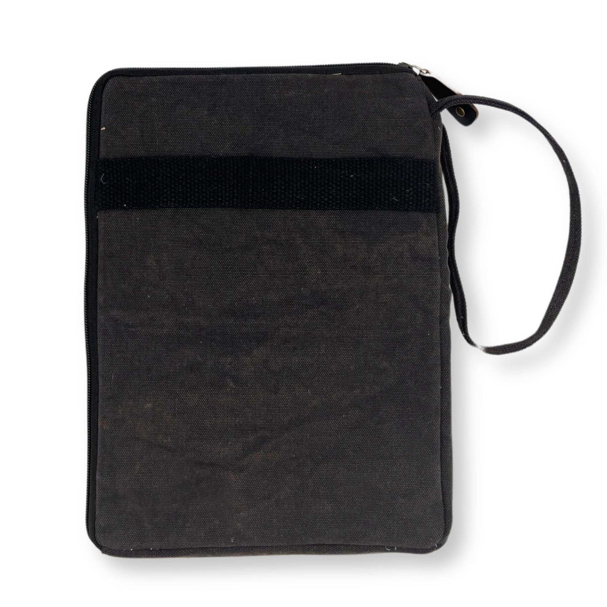 Handcrafted Jute and Cotton Tablet Pouch - Small / Stonewashed Charcoal product packaging on clean background from Quintessential Holistic Health Ltd