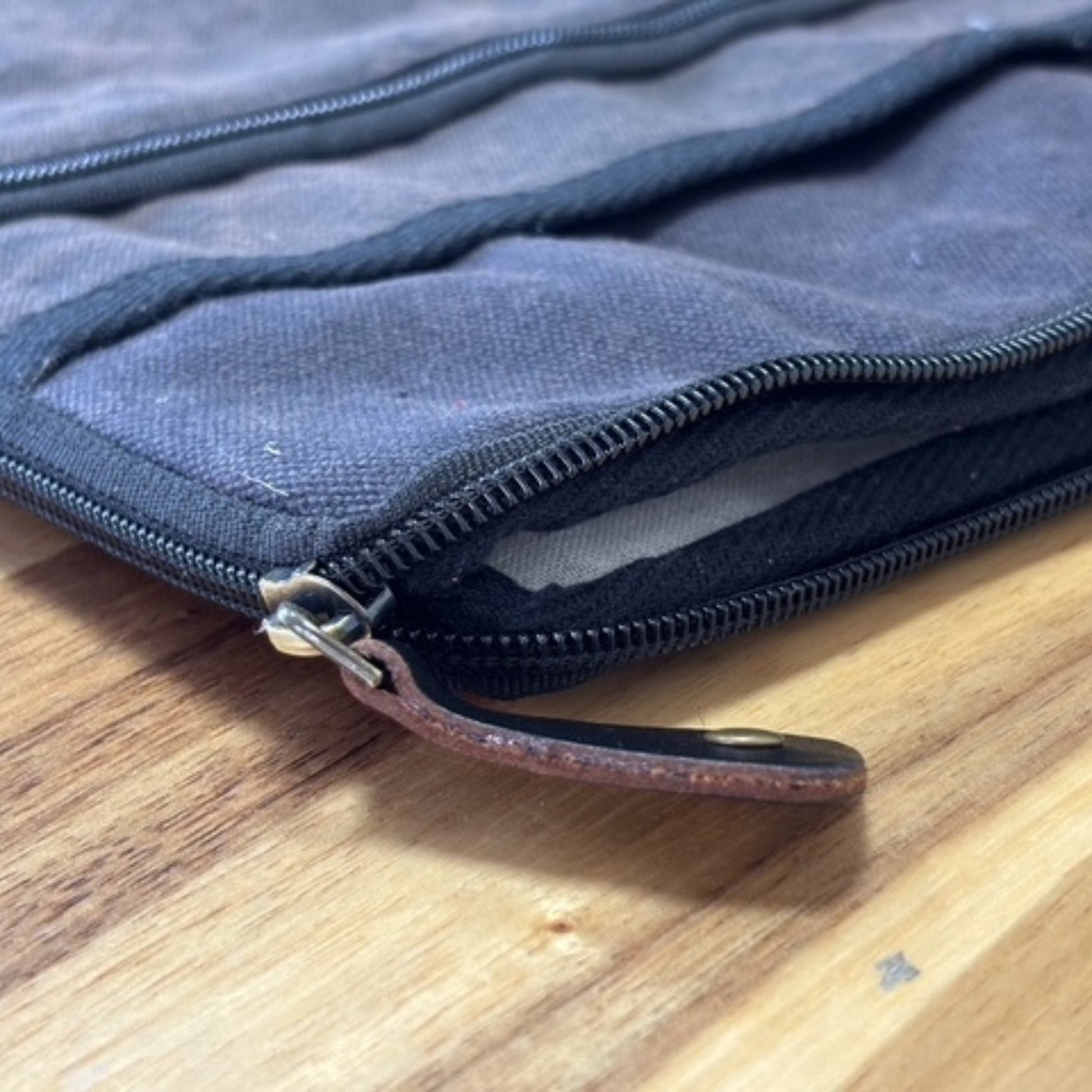 Handcrafted Jute and Cotton Tablet Pouch - Small / Stonewashed Charcoal product packaging on clean background from Quintessential Holistic Health Ltd