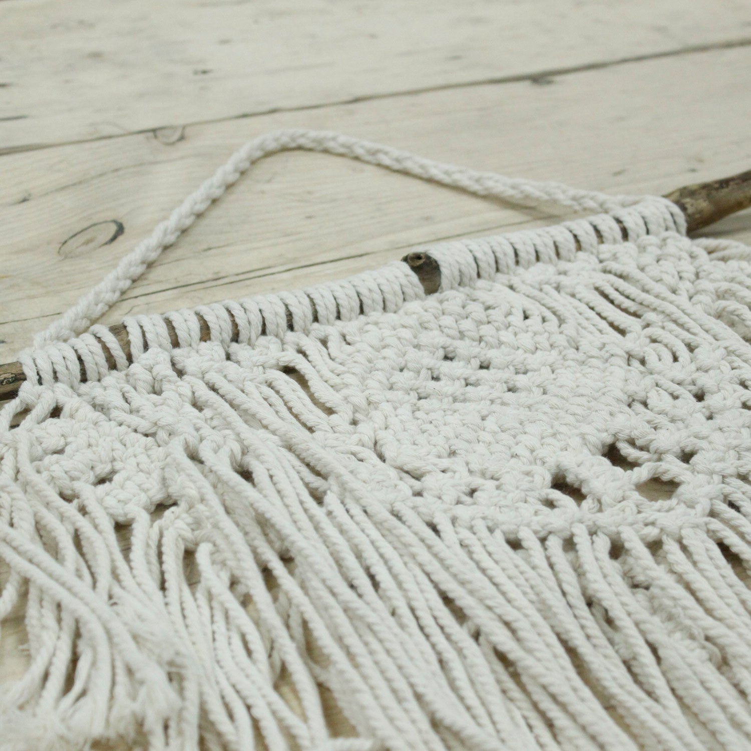 Handcrafted Cotton Macrame Wall Hanging - Home and Heart product packaging on clean background from Quintessential Holistic Health Ltd
