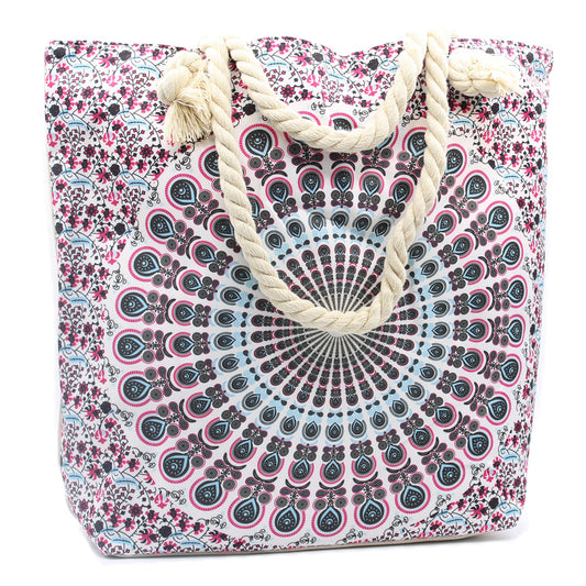 Rope Handled Mandela Bag - Pink and Blue product packaging on clean background from Quintessential Holistic Health Ltd