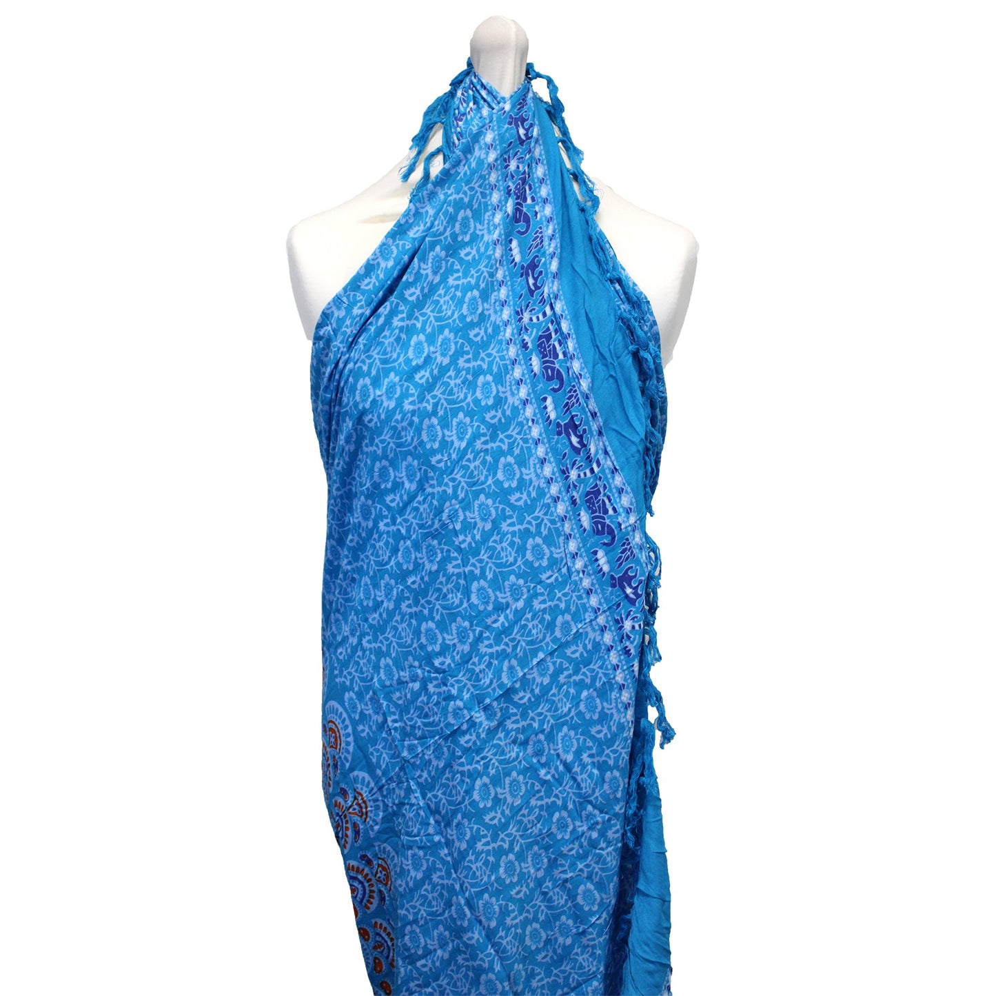 Bali Mandala Sarong / Scarf - Orange / Blue product packaging on clean background from Quintessential Holistic Health Ltd