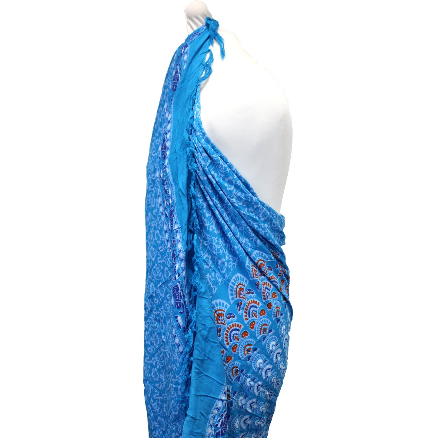 Bali Mandala Sarong / Scarf - Orange / Blue product packaging on clean background from Quintessential Holistic Health Ltd