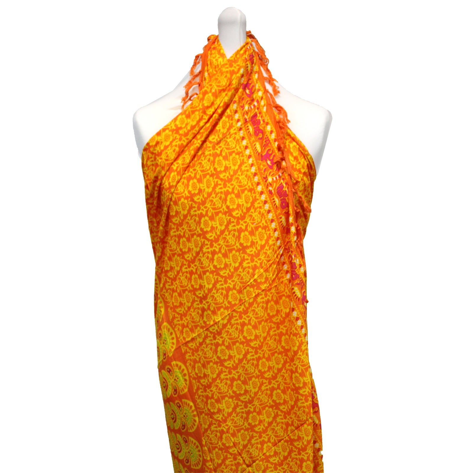 Bali Mandala Sarong / Scarf - Lime / Orange product packaging on clean background from Quintessential Holistic Health Ltd